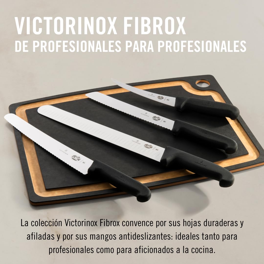 Victorinox Fibrox Sierra para repostería con hoja dentada, cuchillo de cocina largo para repostería y pastelería, 26 cm, afilado, acero inoxidable, negro