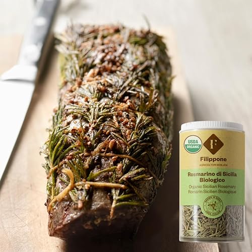Miniatura 3 de Filippone Romero orgánico, condimento para hierbas, coctelera, 20 g (0.70 oz), hojas de romero entero secas italianas, romero siciliano con aroma