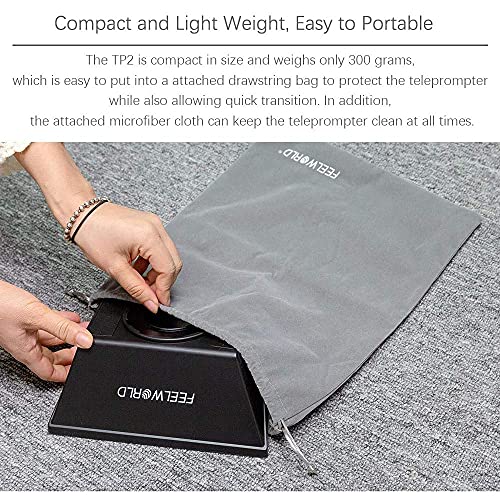 Feelworld Tp2 8" Portable Teleprompter For Laptop Dslr Camera Adjustable Tablet Smartphone Teleprompter Ipad Teleprompter With Remote Control No Screw Assembly Required #TOP5