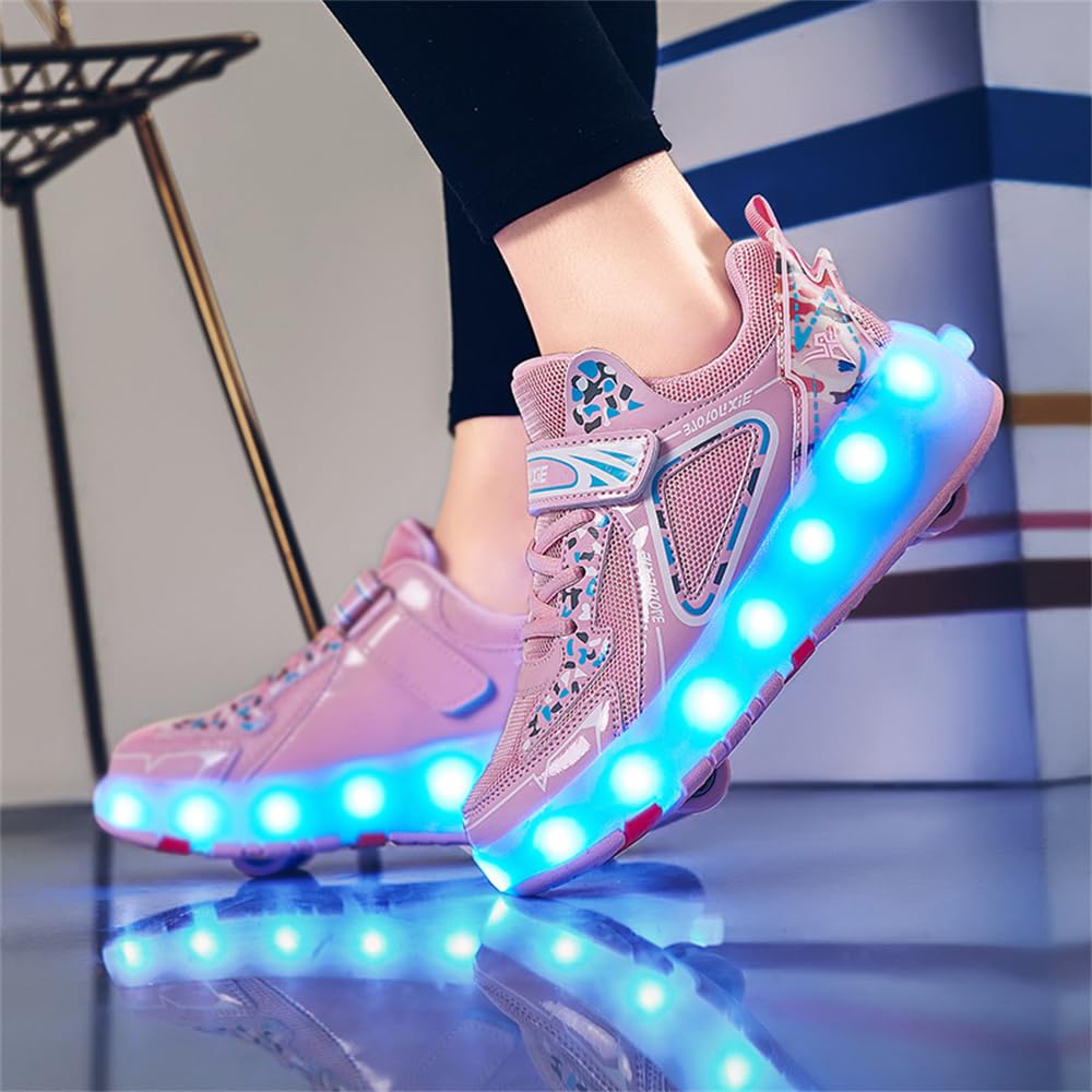Mateju Zapatos con Ruedas para Niña y Niño, Patines con 4 Ruedas, Zapatillas Deportivas al Aire Libre Retráctil, Zapatillas de Skateboarding Niñas Niños, Adulto