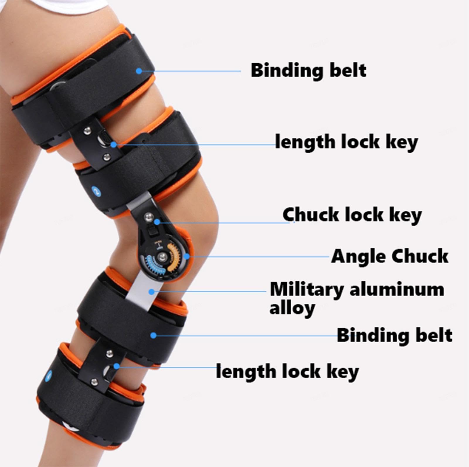 Rodillera Ajustable con bisagras inmovilizador, postoperatori Rodilleras Apoyo con estabilizadores de piernas Laterales,para el Dolor de Artritis, Osteoartritis, Desgarro de menisco