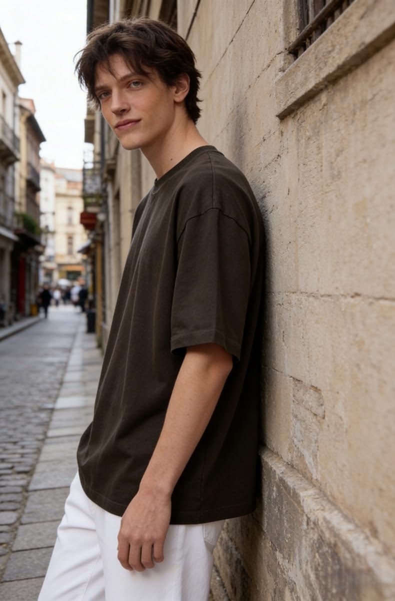 T-shirt oversize da uomo a maniche corte larghe T-shirt basic casual streetwear Tee Top