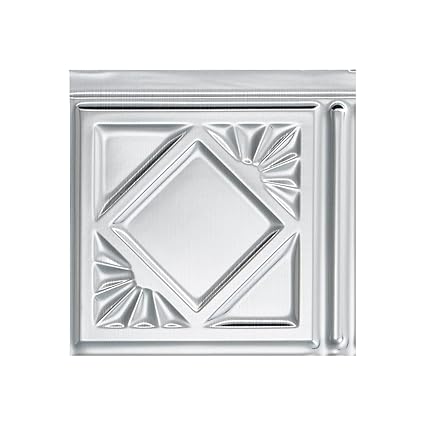 FAS�DE Traditional Style/Pattern 4 Decorative Vinyl Backsplash Panel in Brushed Aluminum (6X6 Inch Sample)