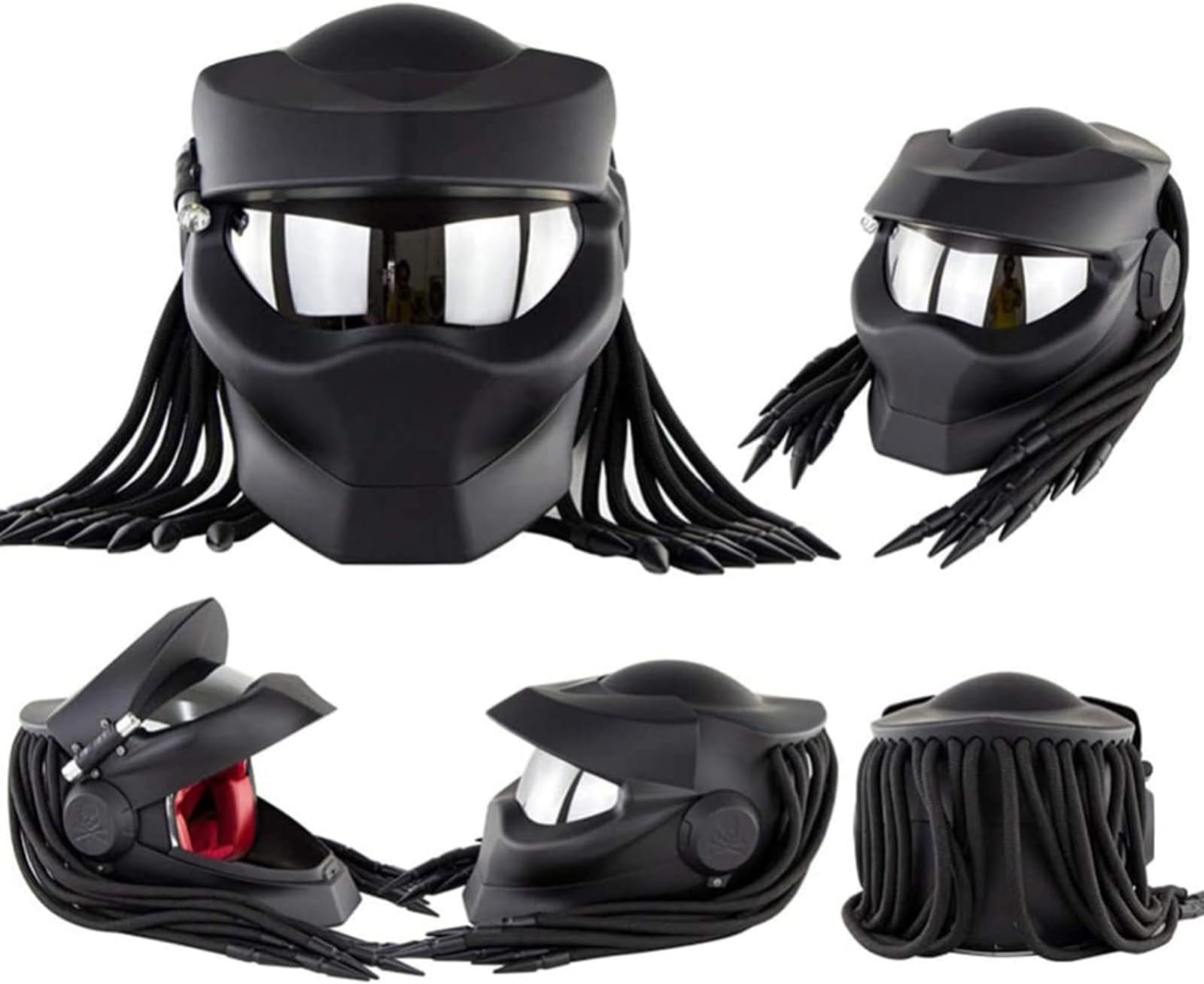 Casco Integral Motocicleta Visera Frontal Abatible Trenzas Y Luces De Advertencia Aprobado por ECE Casco Integrado Moto Personalizado Adultos Carrera Ciclomotore