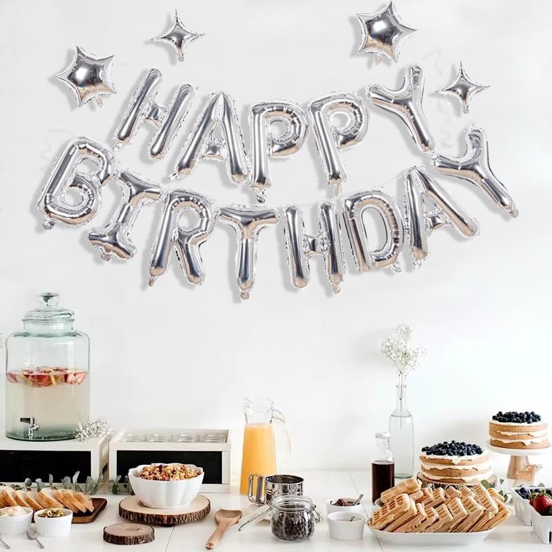 Unique Party Happy Birthday Banner 4,6 Ft – Metallisch Glänzend, Mit Silberner Schleife