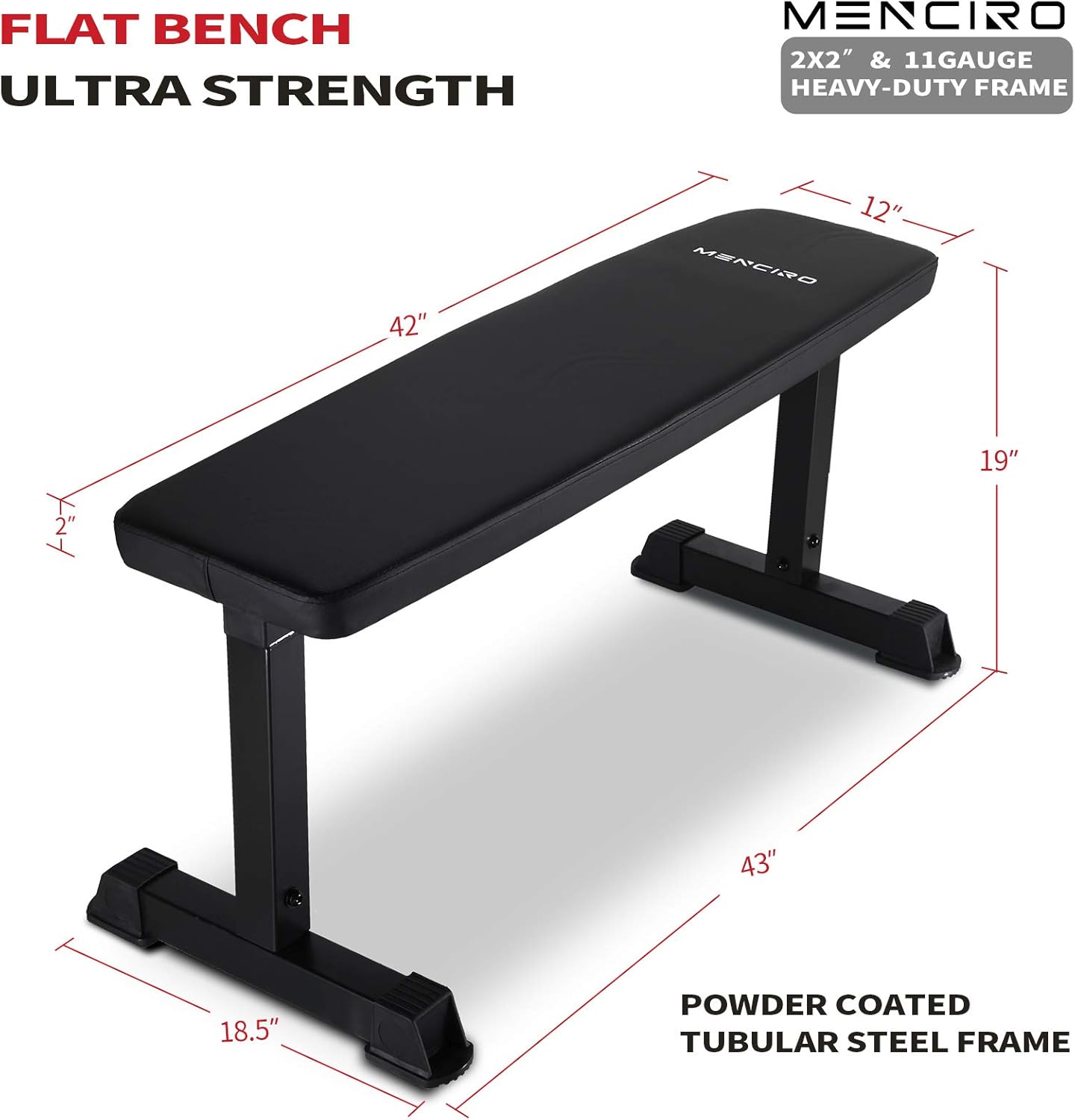 MENCIRO Flat Weight Bench 750 lbs Capacity Workout Exercise Fitness Bench for Weight Lifting Press Ab Exercise Utility Weight Bench for Home Gym Training : Sports & Outdoors