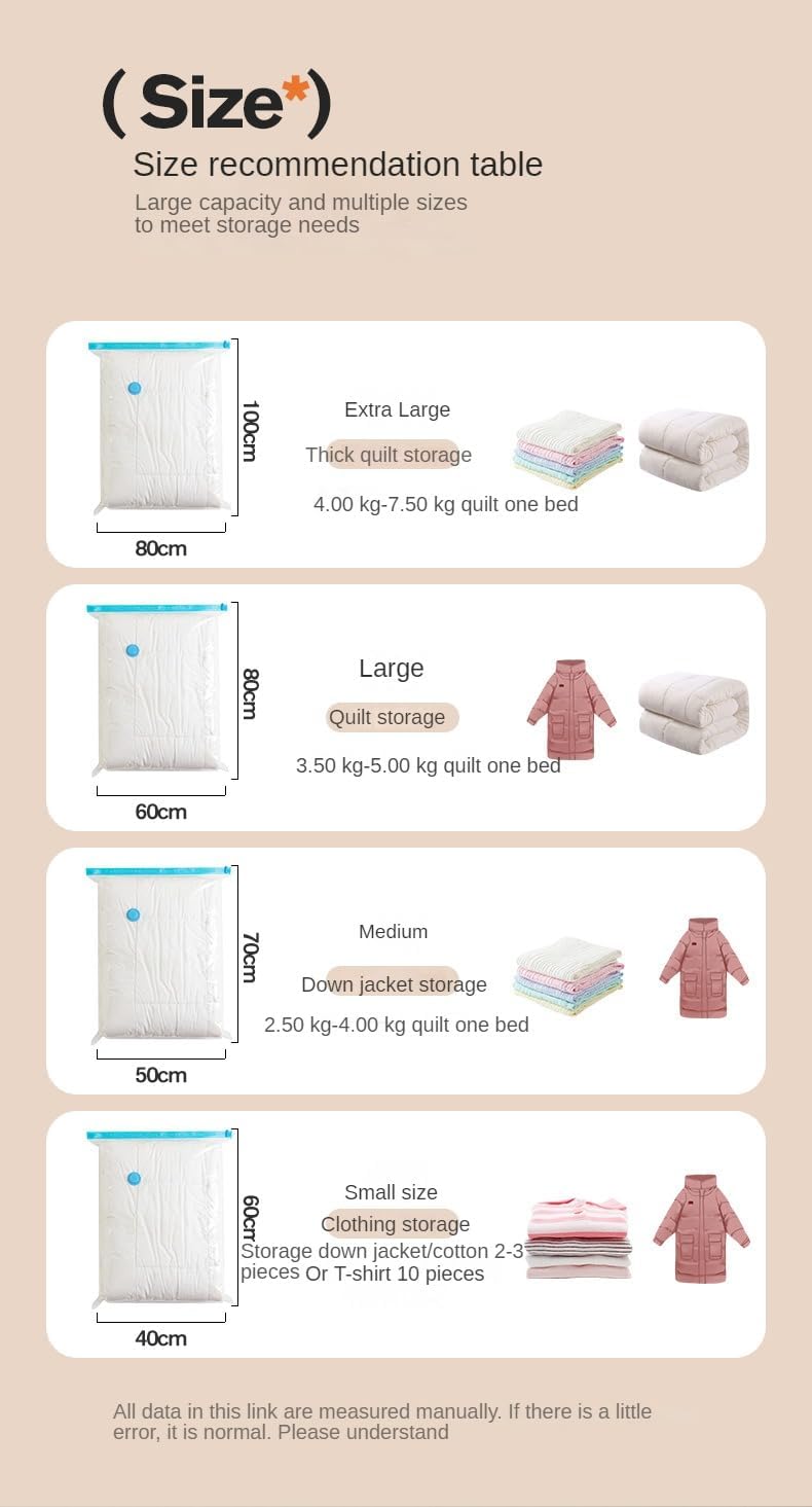 Vacuum Compression Bags for Travel - Ideal for compressing and st seasonal clothing and bedding