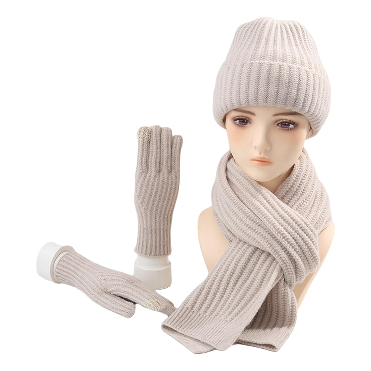 Gorro bufanda guantes de tres piezas para protegerse del frío invernal