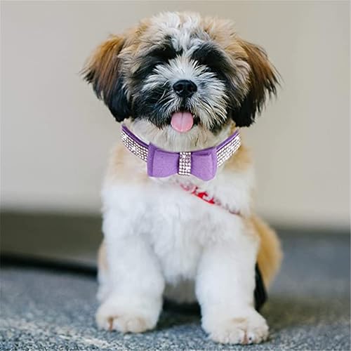 Miniatura 7 de Hotlion Collar de perro con diamantes de imitación con lazo para cachorros, gatitos y gatos con diamantes de cristal brillante para perros pequeños,