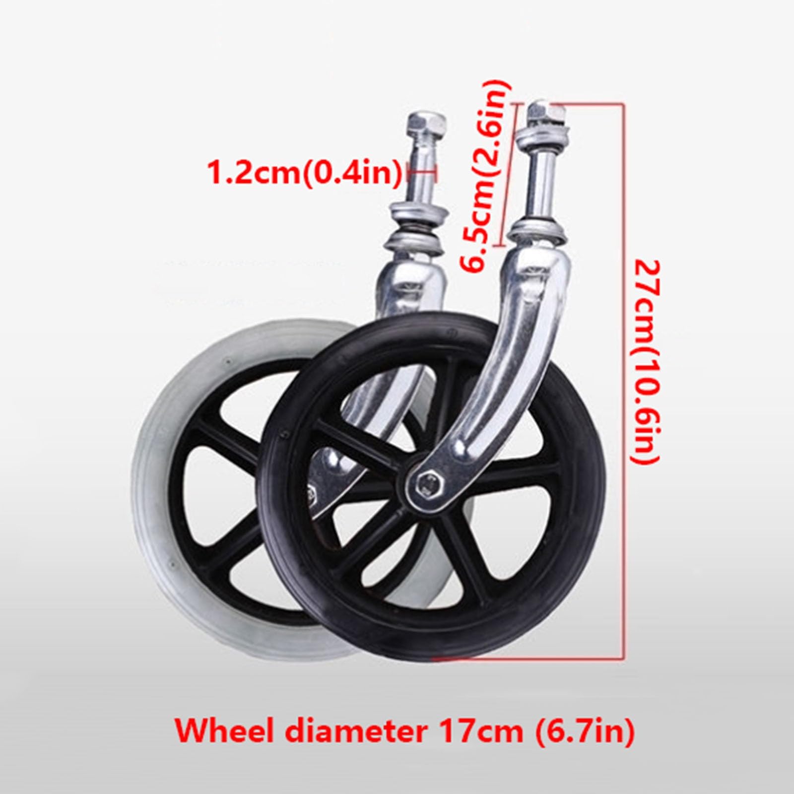 LHX A Pair of Wheelchair Front Fork Accessories Front Small Wheel Universal Wheel Front Wheel Bearing 6 Inches/7 Inches/8 Inches Wheelchair Wheel + Front Fork(Black,7inch)