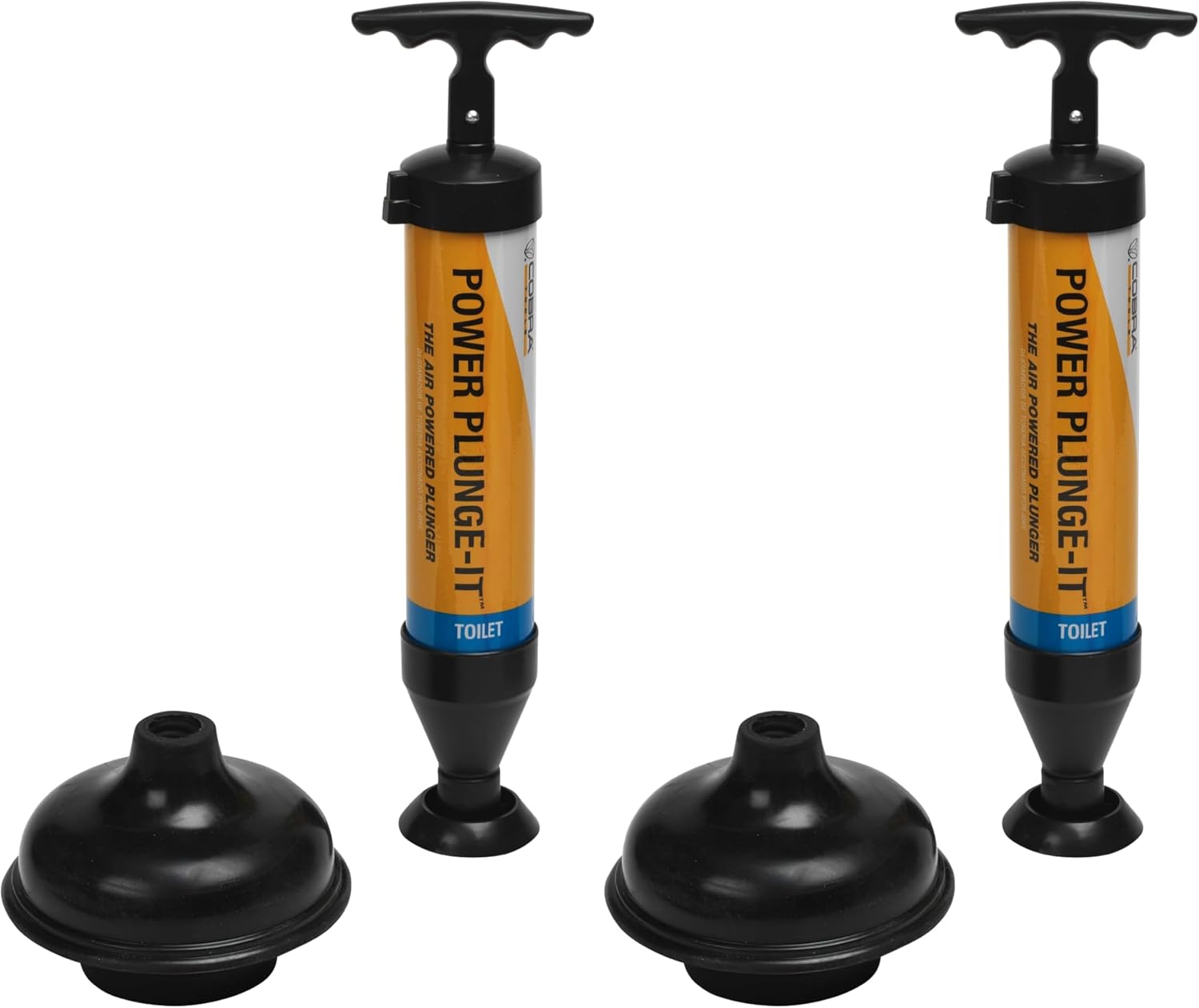 Cobra Plung-It Air Powered Plunger, 2 Force Cup Attachments, 14 in. (Pack of 2)