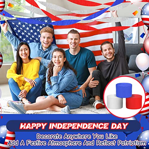 Sherr 24 Rolls Crepe Paper Streamers Hanging Party Decoration Holiday Streamers For Arty Decorations, Birthday Decorations, Wedding Decorations (Red, White, Blue,1.8 Inch X 98 Feet) #TOP6