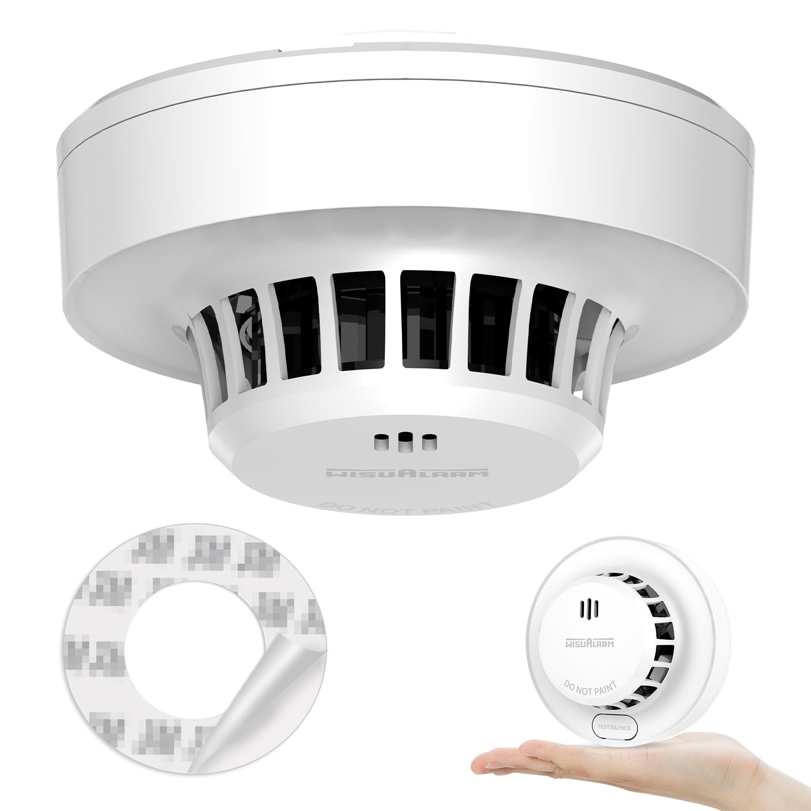 Smoke Alarm 10 Years Lifepan, 5 Years Battery, Smoke alarms for Home, with Replaceable Battery, Fire Alarm Test/Silence Button, Smoke Detector, 85dB, Conforms to EN14604, UKCA (1PCS)