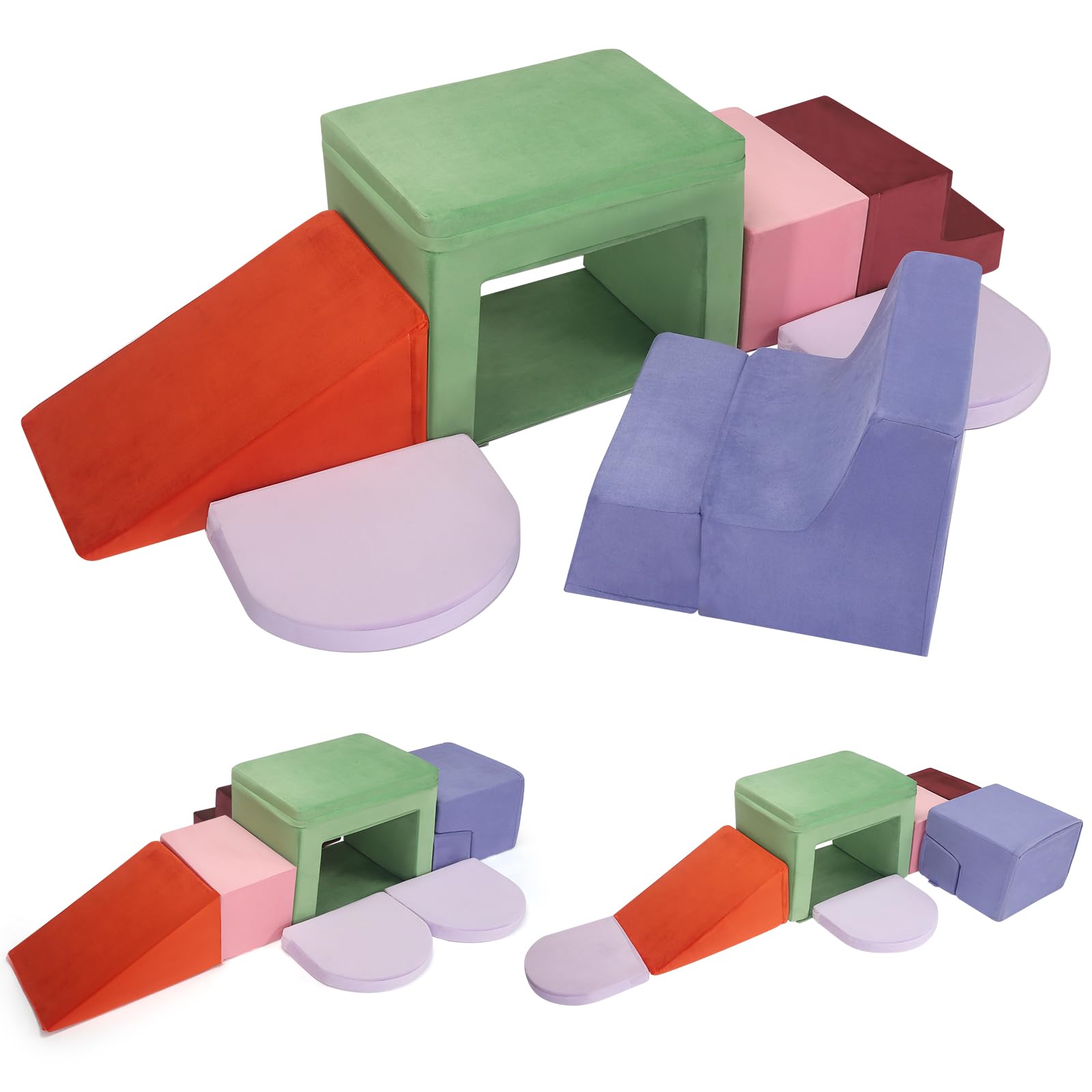 MINENICE Kids Foam Building Blocks, Large Foam Building Blocks, Indoor Climbing Blocks, Children's Climbing Frames (Colourful-7)