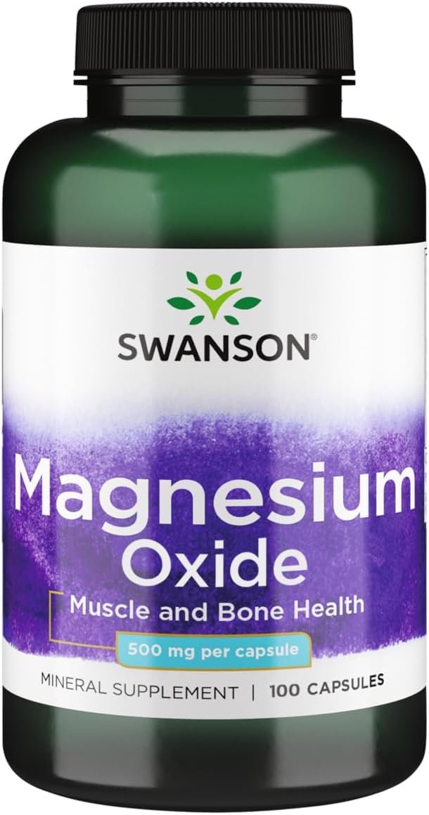 Swanson Magnesium Oxide 500 Milligrams, 100 Capsules