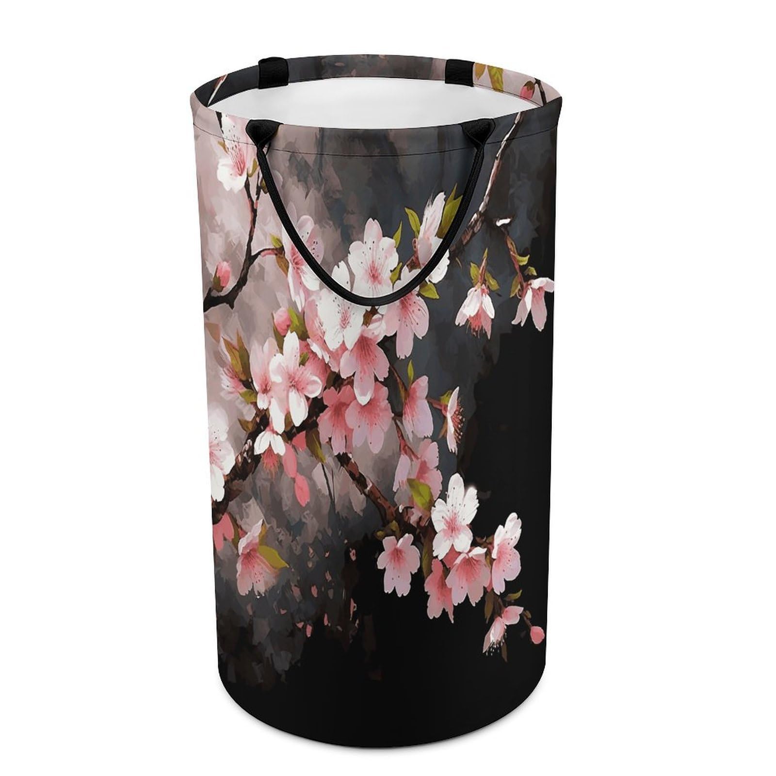Tempting Cherry Blossoms Laundry Hamper Waterproof Polyester Laundry Baskets Collapsible Dirty Clothes Storage Basket Clothes Hampers with Sturdy Handles for Travel Bedroom