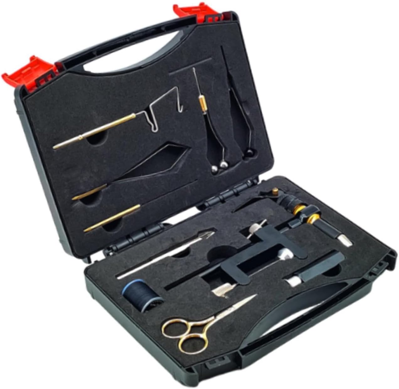 Fly Tying Tool Kit with Storage Box Outdoor Travel Lightweight Sturdy Compact for Beginners Fly Tying Vise Bobbin Scissors