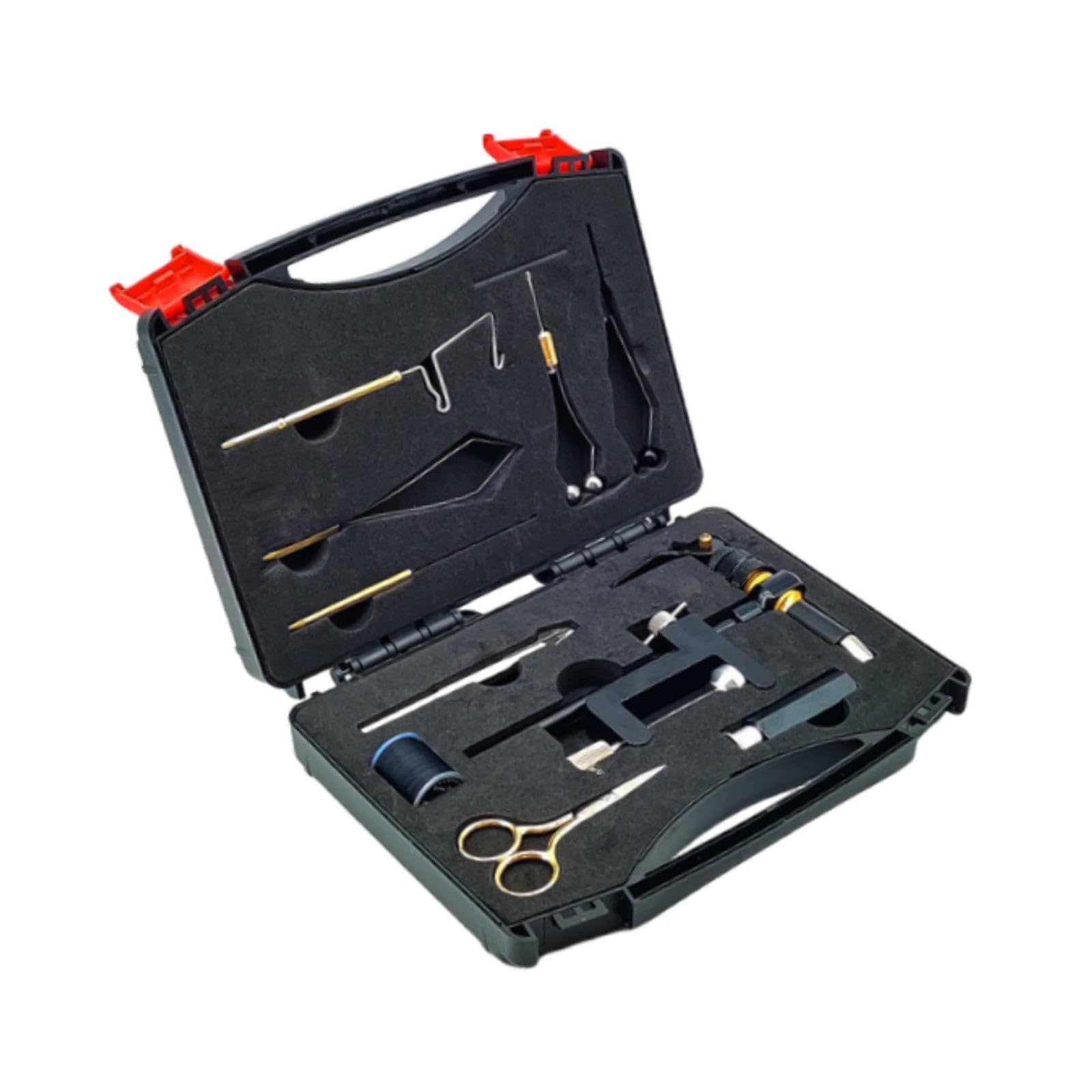 Fliegenbinden Set Werkzeug Flyfishing Bindematerialien Angelgeräte Zubehör mit Metallverarbeitung Und Aufbewahrungsbox für Erwachsene für Ausflüge