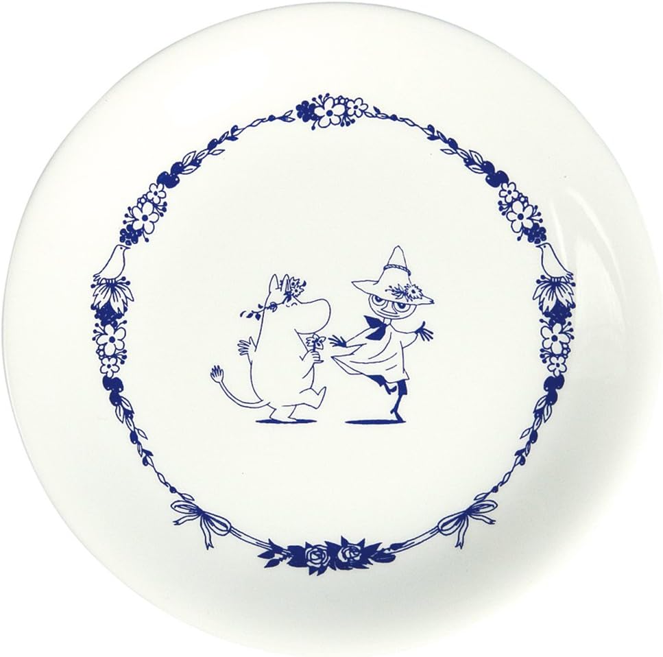 World Create (,Inc.) Medium Plate, Moomin & Snafkin, Size: Approx. φ 6.8 x 0.6 inches (17.2 x 1.5 cm)