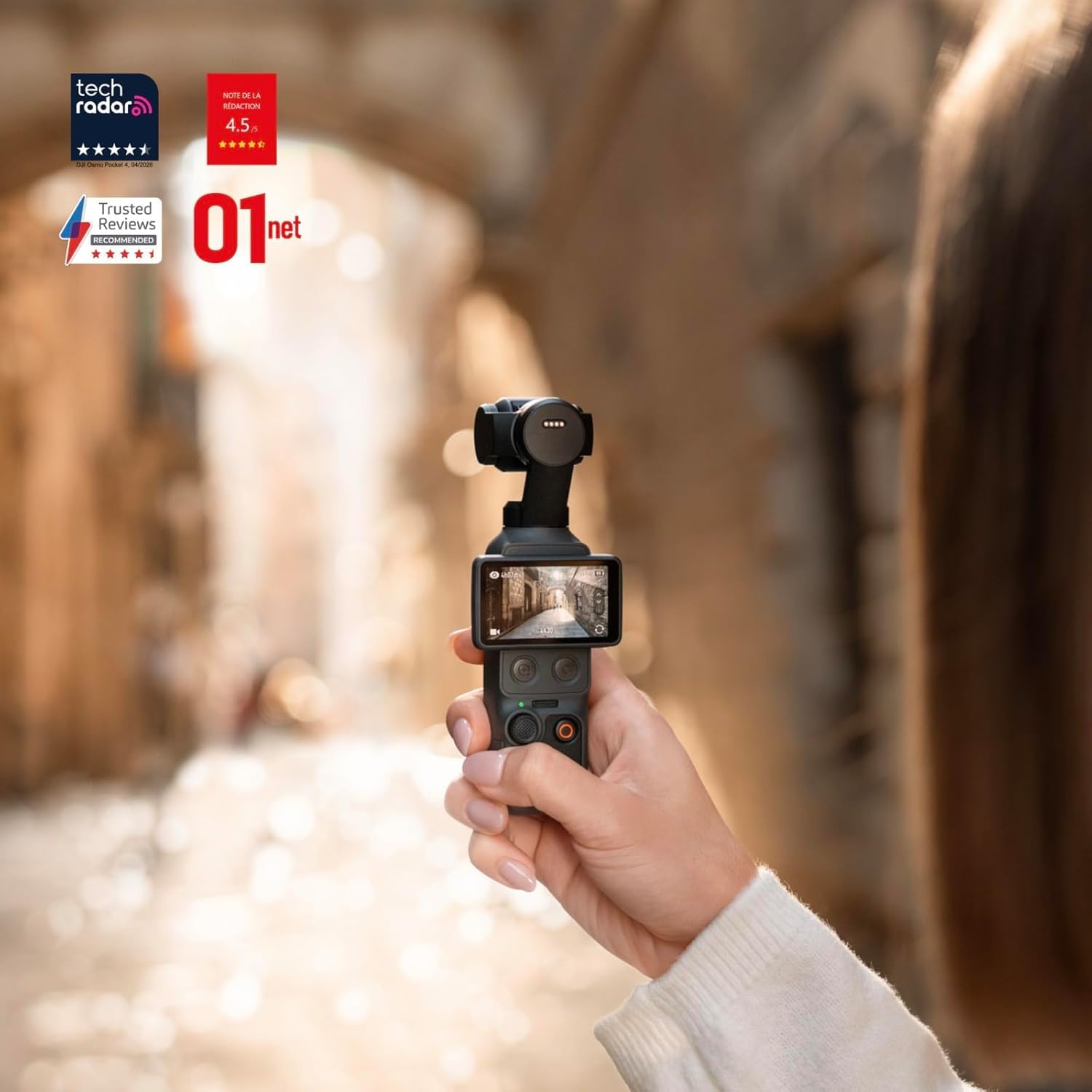 DJI Osmo Pocket 4 Essential Combo, Pocket Gimbal Vlog Kamera, 1″ CMOS, 4K/240fps, 3‑Achsen-Stabilisierung, 2× Zoom, 107 GB Speicher