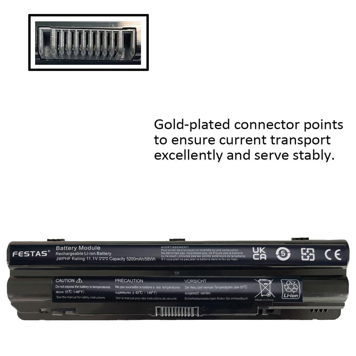 Batteria FESTAS 11.1V 5200mAh Per Dell XPS 15/17 Serie | Compatibile Con J70W7, R795X E 312-1123 - 2