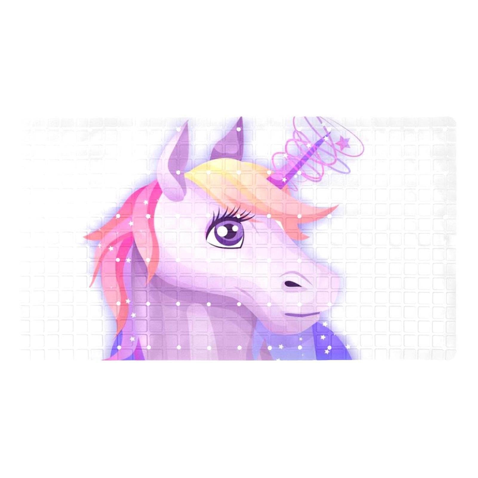 Tapis de bain licorne blanc en PVC antidérapant de 40x70 cm