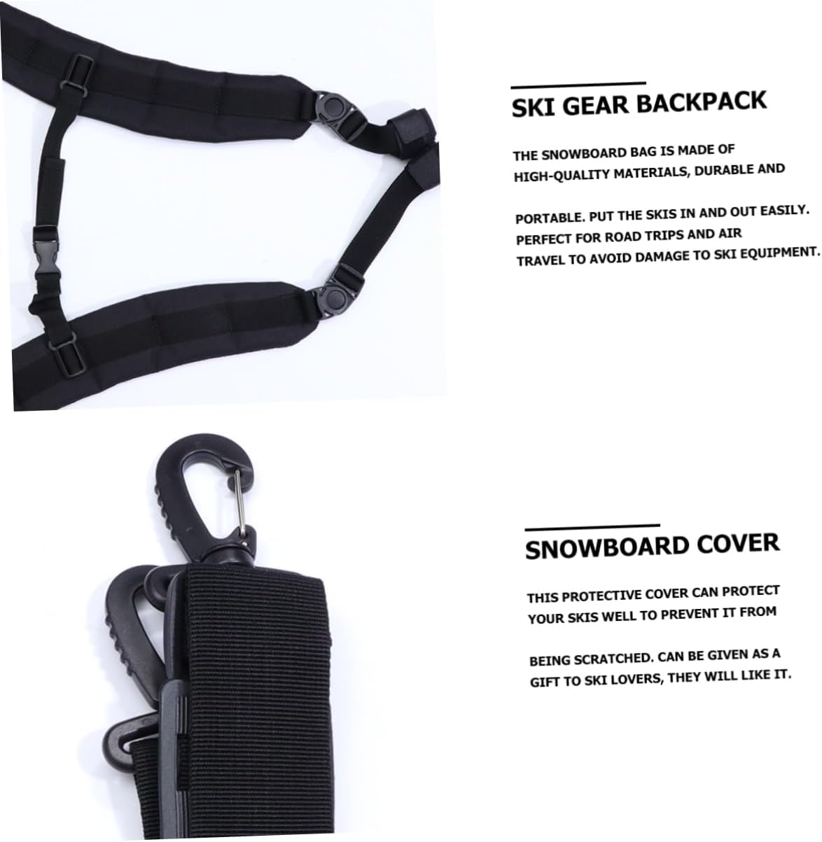 POPETPOP Ski Gear Bag Lightweight Snowboard Storage Cover for Snowboard and Gear for Travel and Outdoor Activities