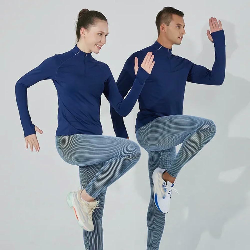 GLDFW - Camiseta deportiva de manga larga para hombre, secado rápido, con cremallera, cuello alto, para correr, entrenamiento, entrenamiento, fitness, manga larga