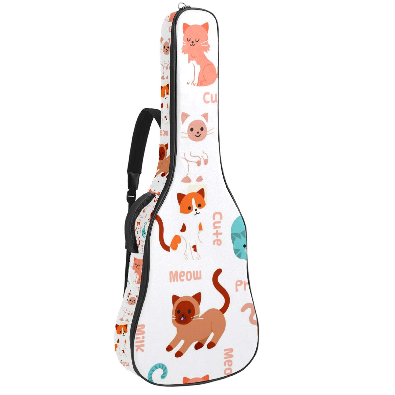 Gitarrentasche mit Reißverschluss, wasserdicht, weich, für Bassgitarre, Akustik- und klassische Folk-Gitarre, lustige Katzen