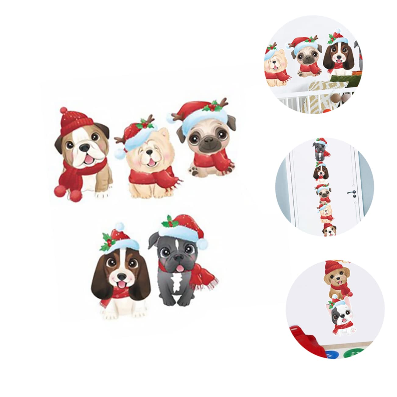 POPETPOP 5 Fogli Vetrofanie Natalizie Cartone Animato Decorazioni Natalizie Adesivi Per Cani Di Natale Adesivi Per Cuccioli Invernali Adesivo Murale Natalizio Cane Parete Pvc
