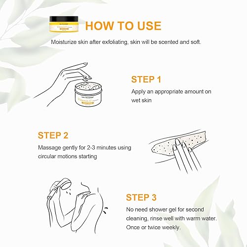 Miniatura 10 de NEUTRIHERBS Exfoliante corporal de cúrcuma, exfoliante corporal con vitamina C, limpieza profunda e hidratante corporal, manos, piernas, muslos -