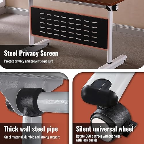 Miniatura 5 de 1 unidad, 47 x 20 x 30 pulgadas, mesas plegables para sala de conferencias, modernas mesas de reunión plegables con tapa abatible, mesas de