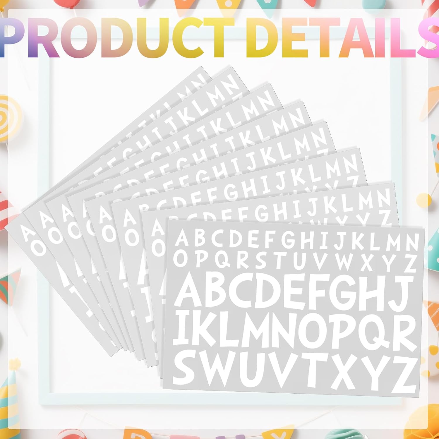 TaoBary 416 Pcs Letter Stickers 8 Sheets Alphabet Stickers Vinyl Self Adhesive Letters Stick on Letters for Poster Board Mailbox Window DIY Scrapbook Decoration(1 Inch, 2 Inch,White)