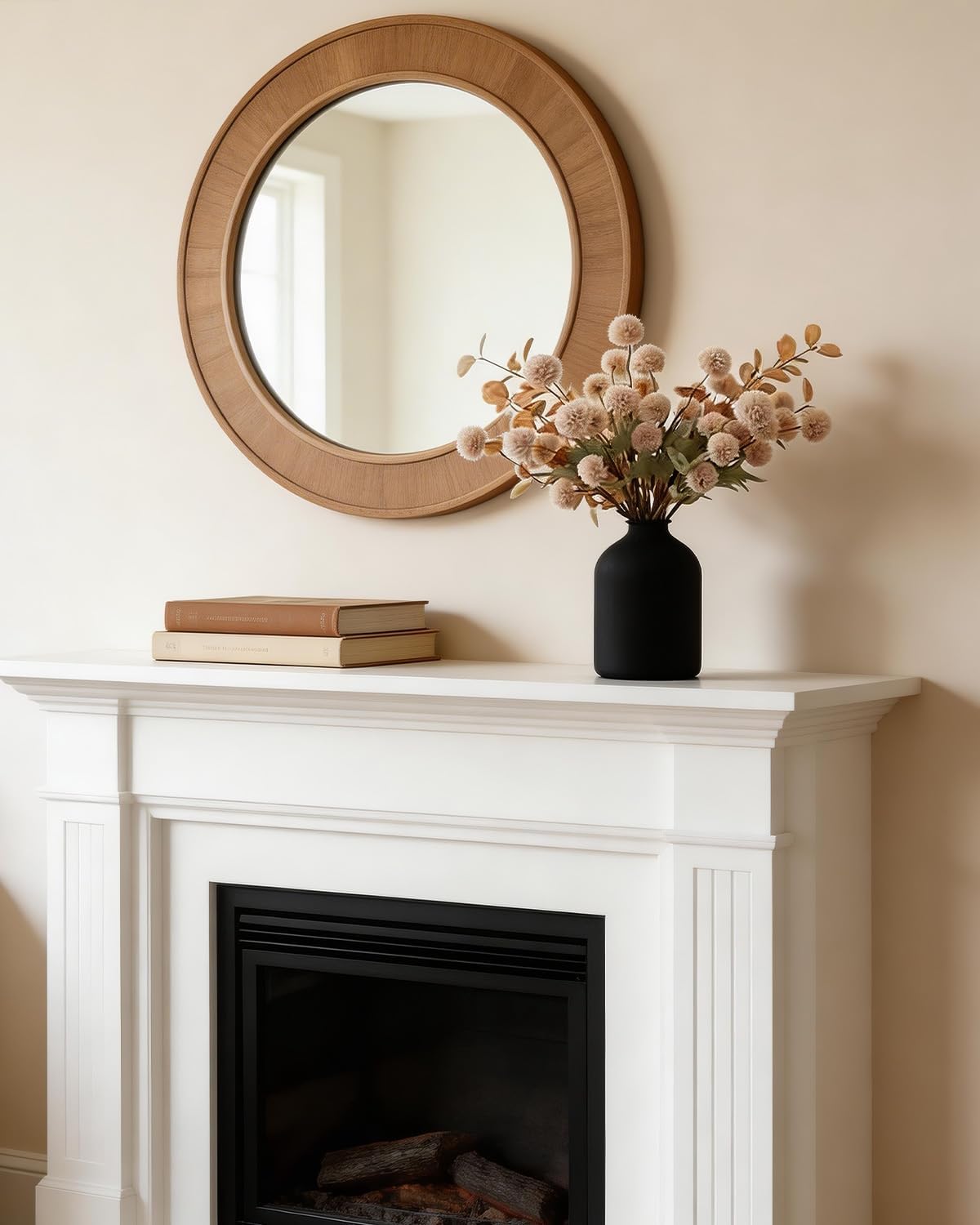 Fake Flowers for Vase-10 Pcs Silk Mini Chrysanthemum Artificial Flowers with 2 Pcs Eucalyptus Stems, Bulk Faux Flowers for Spring Table Centerpieces Decor Floral Arrangements (Beige)