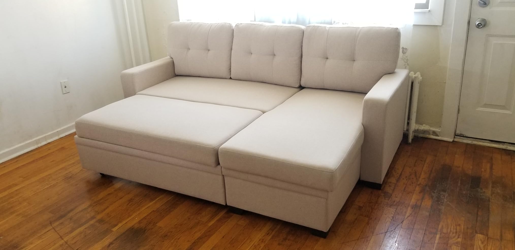 ACQCA 82" Sectional Sleeper Sofa with Pull Out Bed and Chaise Storage ...