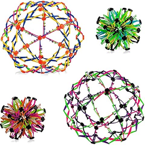 4E's Novelty Expandable Breathing Ball Sphere (4 Pack) Toy for Kids Stress Reliever Fidget Toys Colors May Vary for Yoga Anxiety Relaxation Expands from 5.6" to 12" Cover