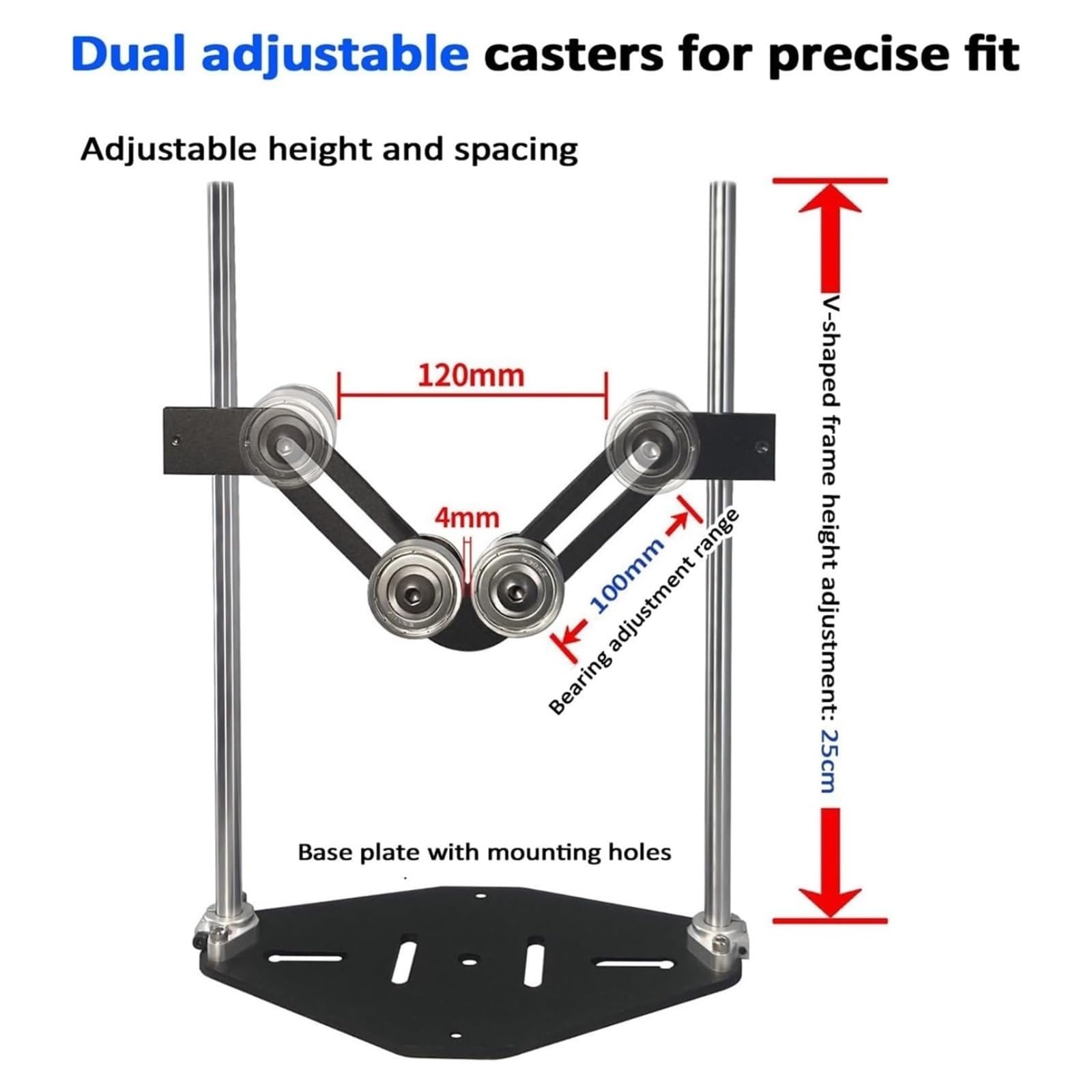 Stojak na rolkę w kształcie litery V, podwójna regulacja wysokości rolki, nośność 100 kg, stojak do cięcia drewna do rur PVC i rur okrągłych