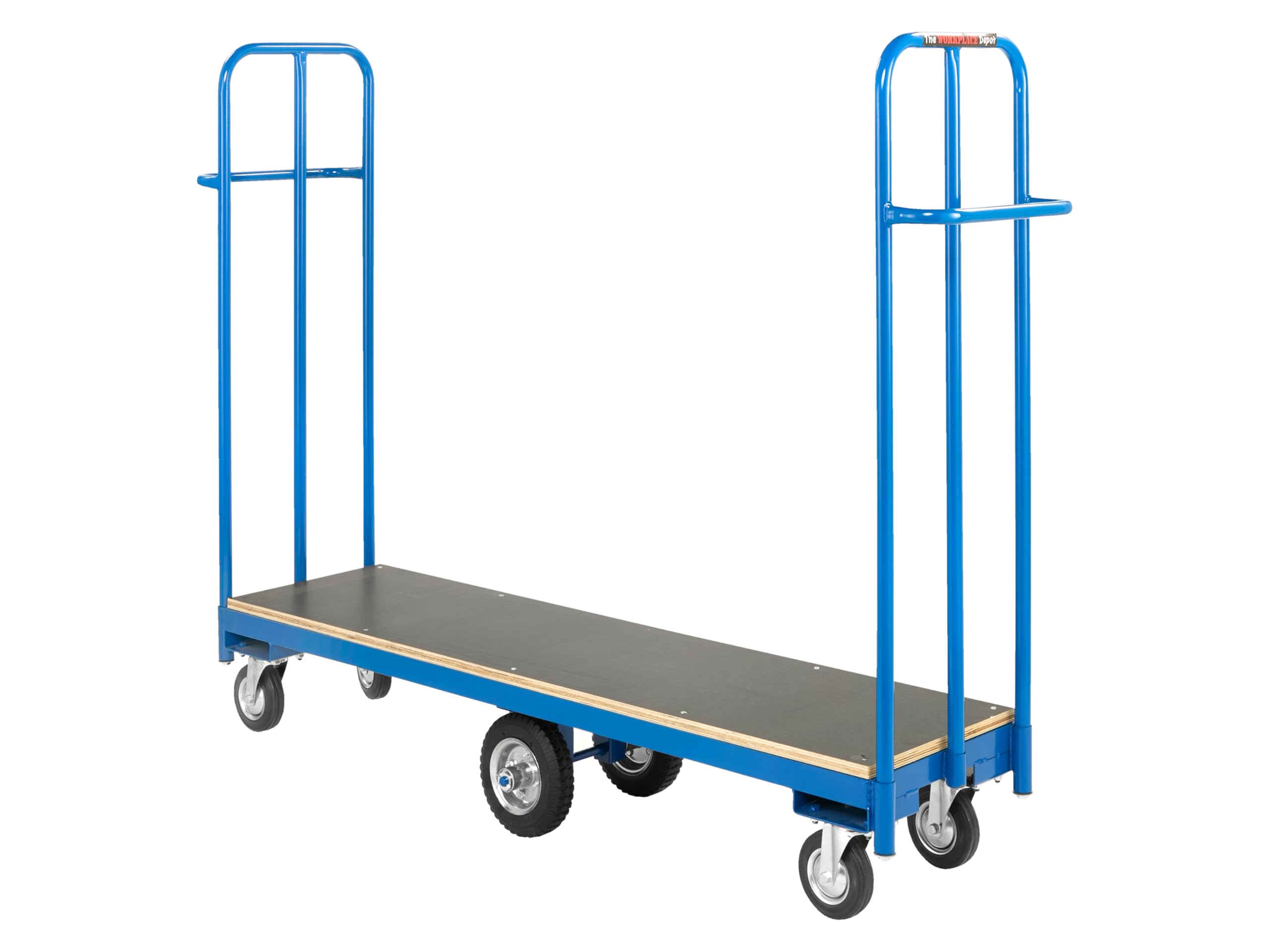 The Workplace Depot Blue Narrow Aisle Trolley – Heavy-Duty 350 Kg Steel Stock Trolley, Ergonomic Handle & Precision Steering For Warehouse, Retail & Cash-And-Carry