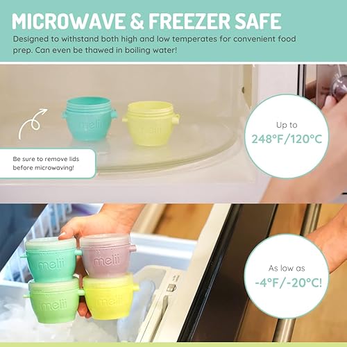 Miniatura 4 de melii Snap & Go Contenedores de almacenamiento de alimentos para bebés con tapas, recipientes para aperitivos, aptos para congelador, juego de 10, 2