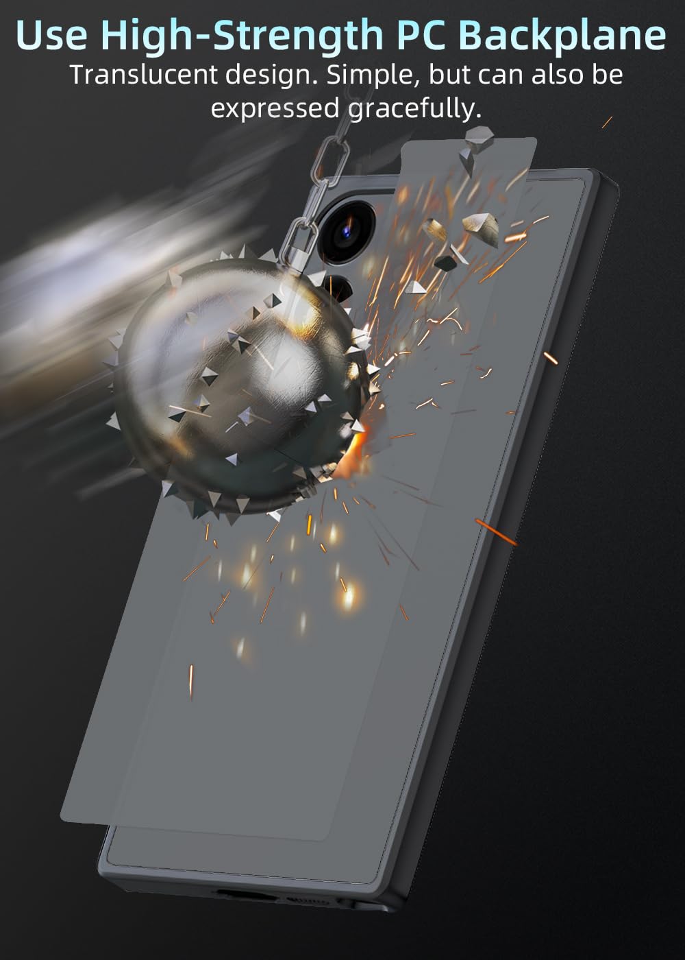 ZXZone Matte Case for Galaxy S24 Ultra, Frosted Translucent Back