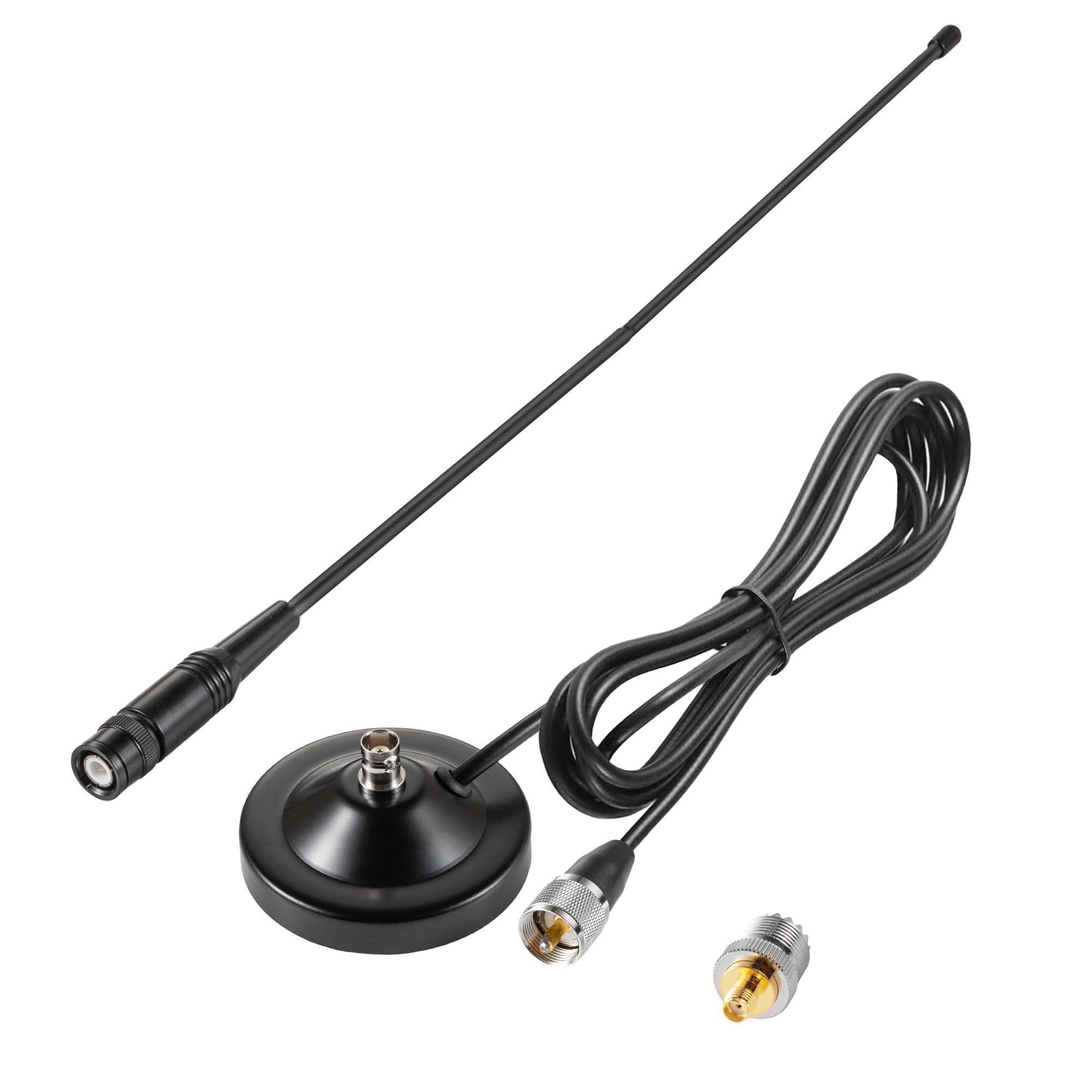 Antenna mobile per auto GMRS, antenna a frusta morbida, UHF VHF 136-174 MHz, 400-470 MHz, 2 metri, 70 cm, antenna con base magnetica per Motorola Kenwood Midland BTECH e BaoFeng Mobile Radio, Eifagur