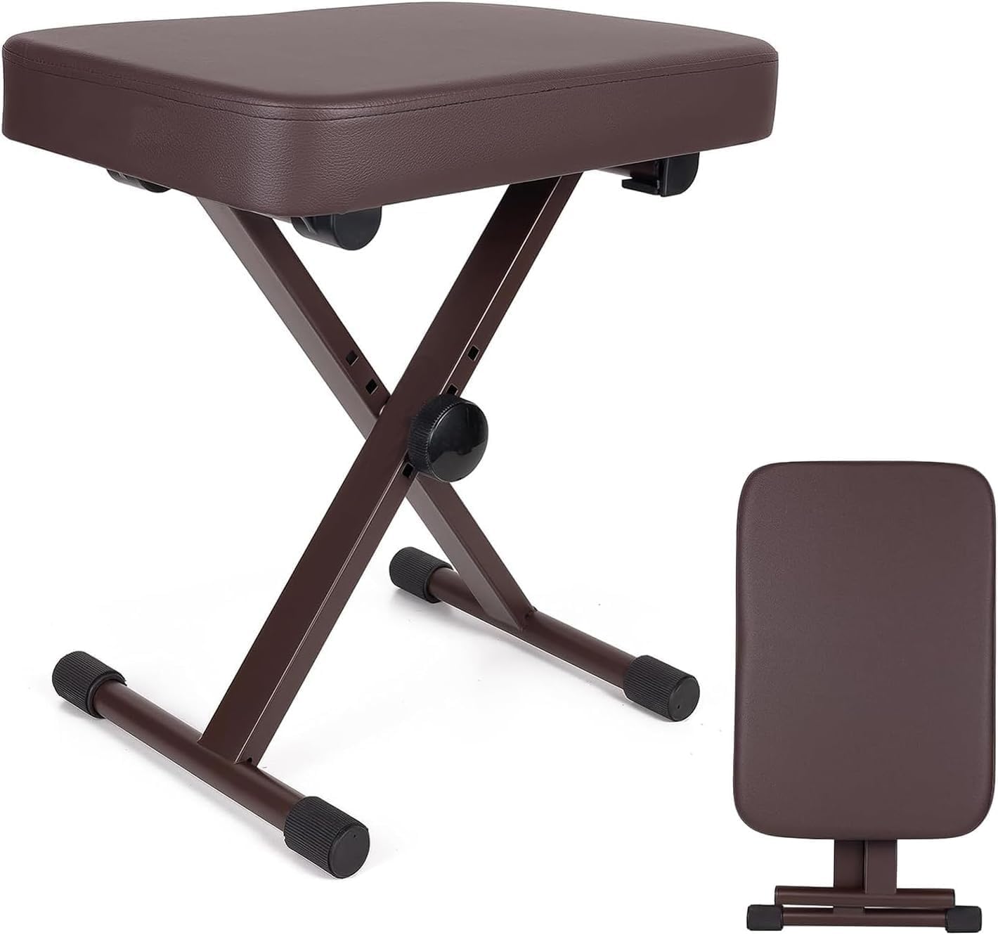 HEYOUTH Regulowany stołek fortepianowy, krzesło fortepianowe lub klawiatura o wysokości 40-45-48-50 cm, wyściełany stołek na klawiaturę, ławka fortepianowa (Brown)