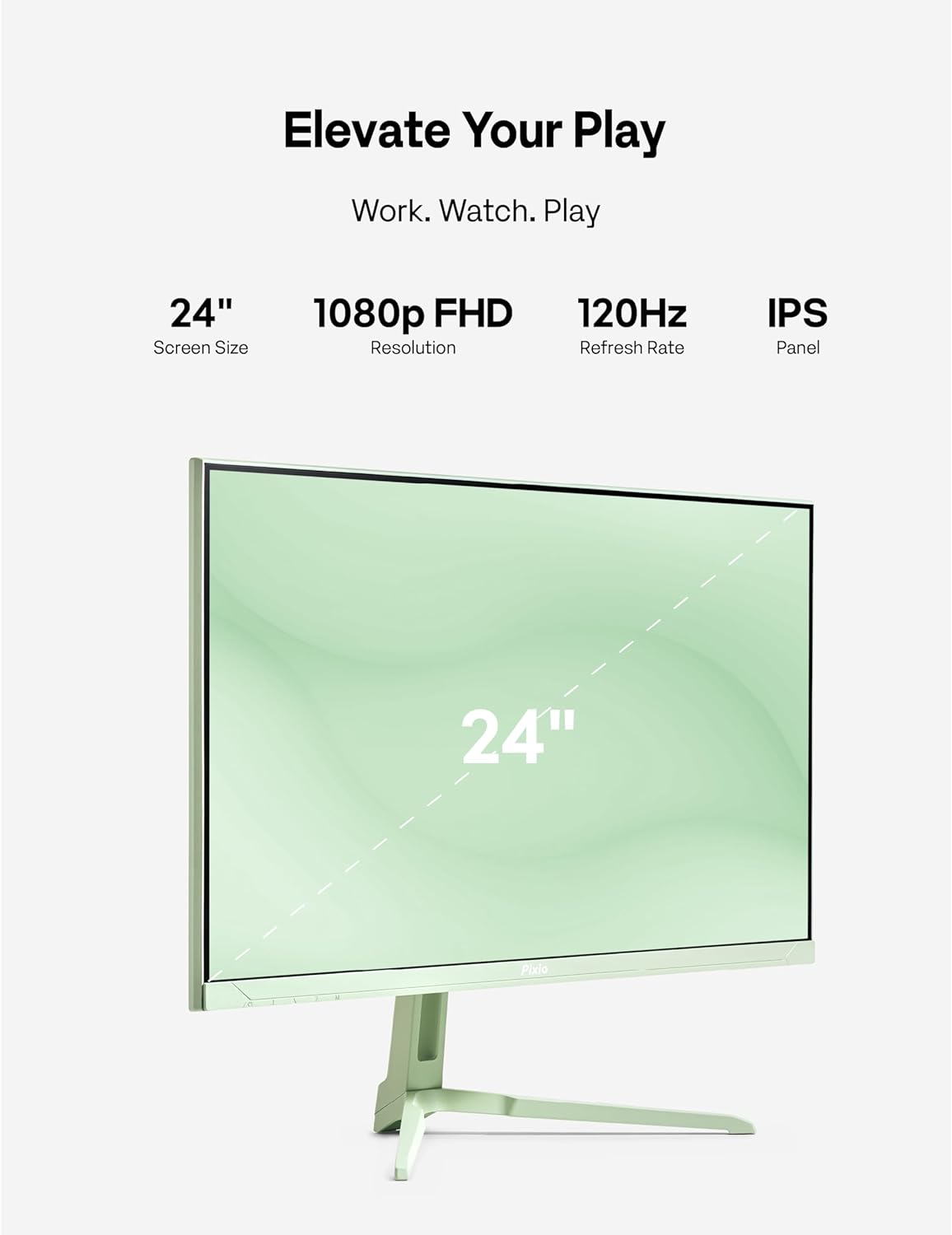 Pixio PX246 Wave Mint Green 24 inch 120Hz Refresh Rate FHD 1080p Resolution IPS Panel 4ms GTG Response Time Gaming Monitor with Adaptive Sync