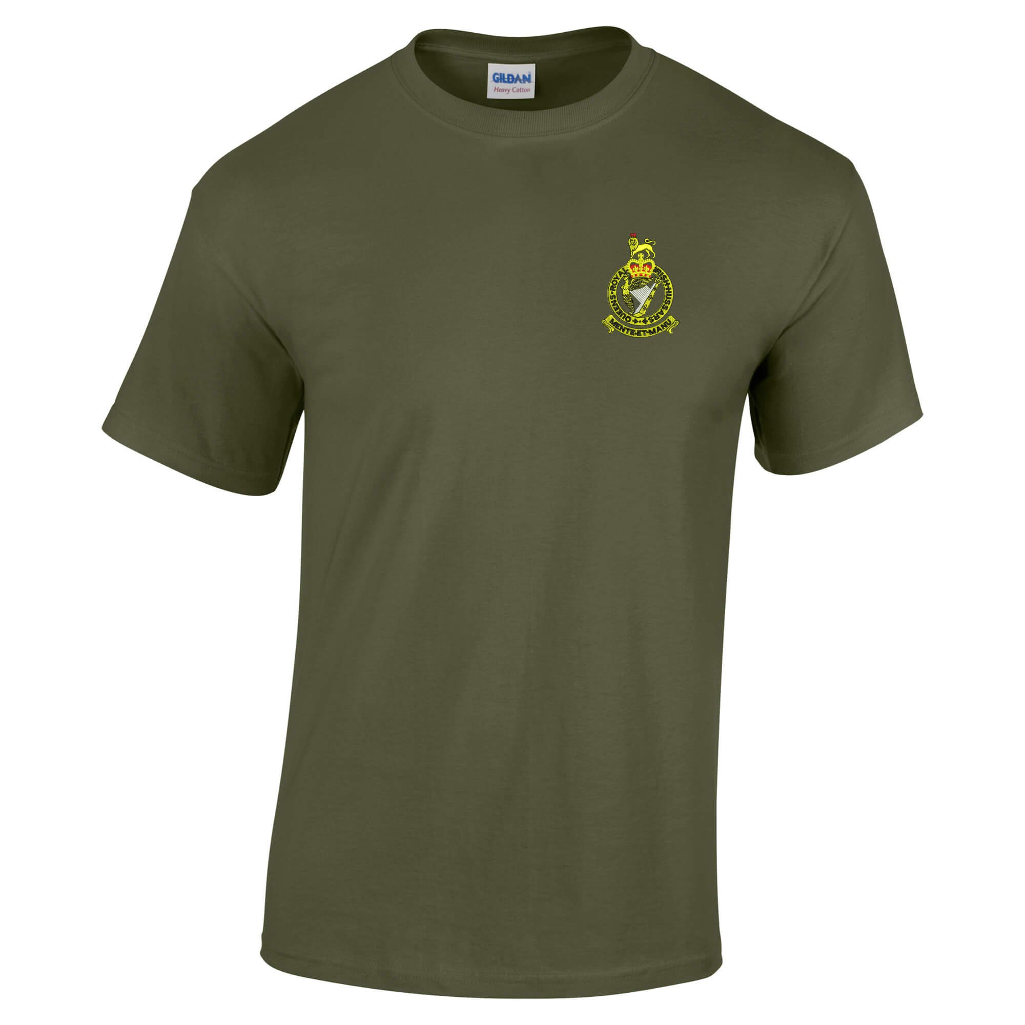 Pineapple Joe's Men's Military Green Queen's Royal Irish Hussars Embroidered T-Shirt - Small