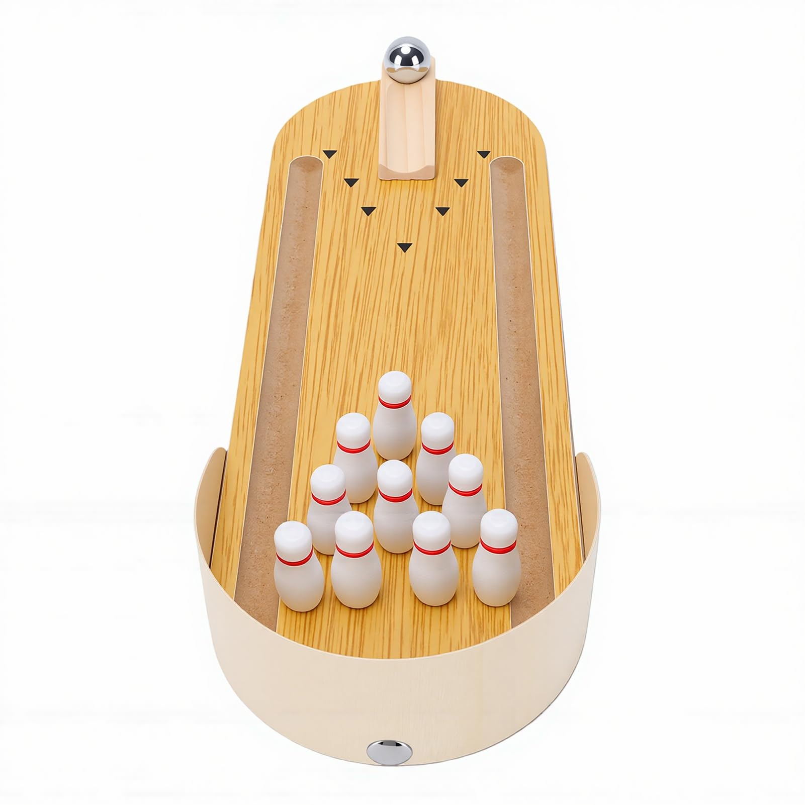 Jeu De Bowling De Table Miniature – 10 Quilles + 4 Balles – Catapulte – 54x18x19 Cm – 1 Ou 2 Joueurs – Dès 3 Ans – Cadeau Bureau