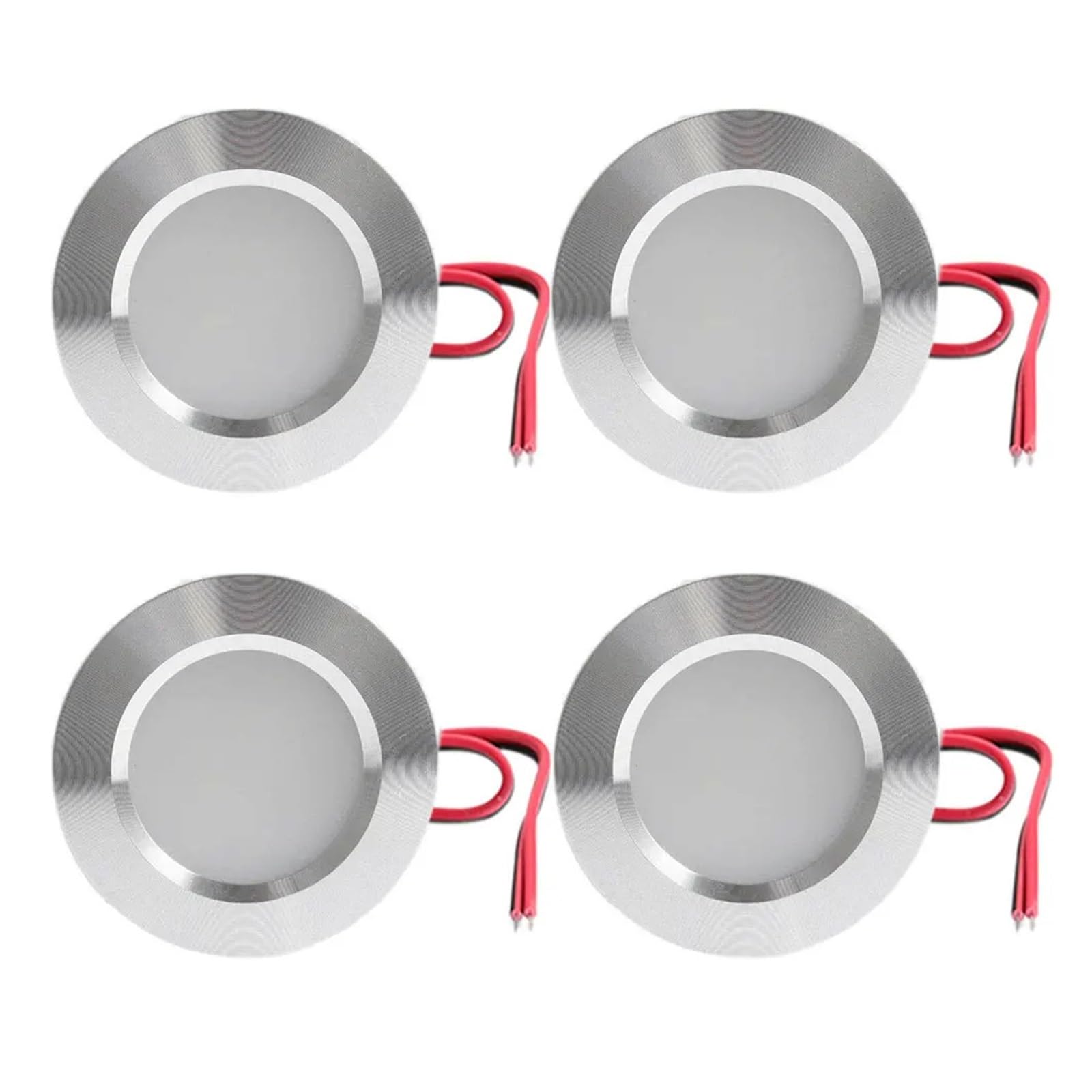 4-częściowa ultra cienka 3W LED typu Downlight wbudowana żarówka do szafki 3W 12V DC srebrno-biała obudowa 55mm otwór szafa oświetlenie do jachtu lampa(Silver Shell,White 6000K)