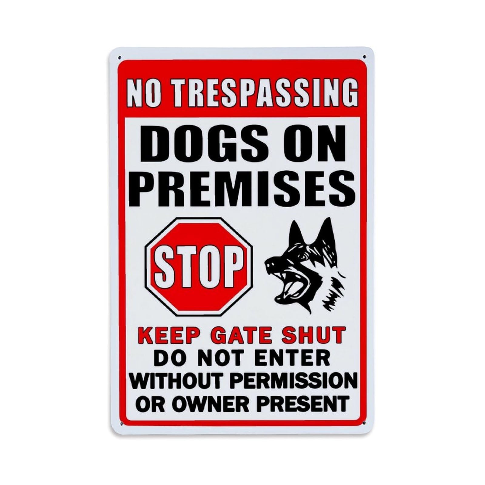 Jdyaojiesheng Vintage No Trespassing Dogs On Premises Stop Tin Sign Retro Metal Wall Decor Metal Poster, Home Bar Garage Farmhouse Cafe Wall Art Decoration 8X12inches