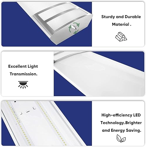 Miniatura 4 de ANTLUX Lámpara LED de 4 pies, 50 W, 5600 lm, luz LED lineal de montaje empotrado, 4000 K, 4 pies, lámparas LED de techo de cocina para sala de