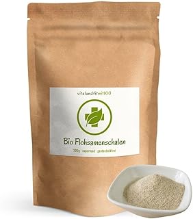 Bio Flohsamenschalen 300 g - 99% Reinheit, rückstandskontrolliert, zertifiziert Bio - in höchster Premium Qualität - Keto-Ernährung, Low-Carb - Ballaststoffreich
