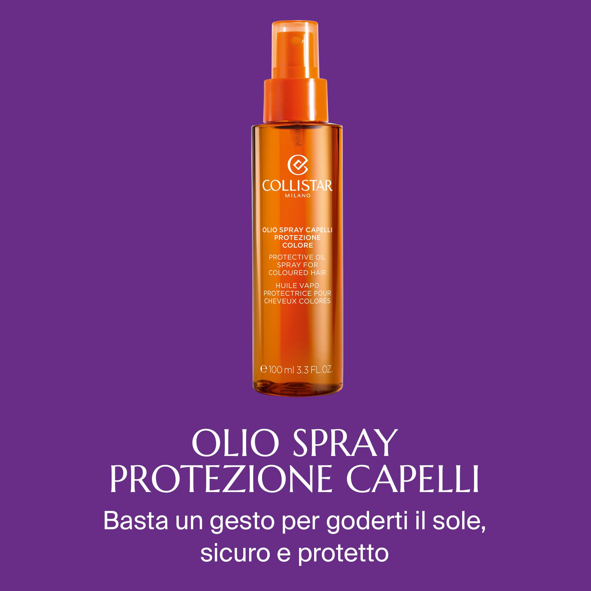 Collistar Olio Spray Protezione Capelli, Idrata, Nutre ed Elasticizza i Capelli, Protegge i Capelli dal Sole con Filtri UVA e UVB, Non Unge, 100 ml